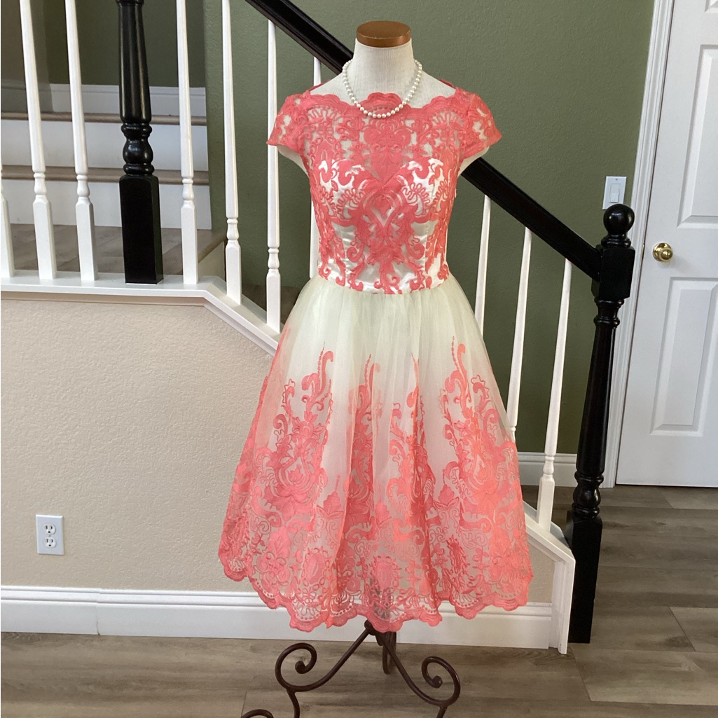 Chi Chi London Elegant Pink And Cream Dress (4)